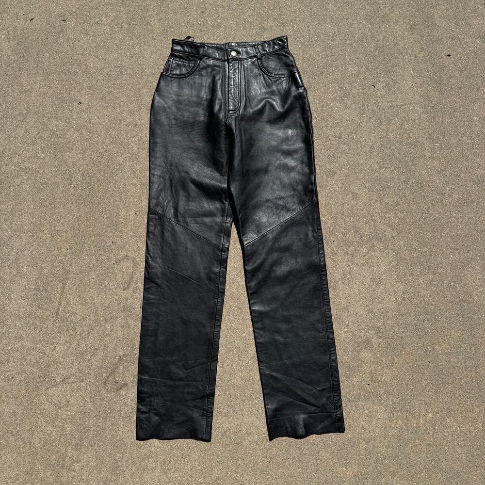 Women's Vintage 90's Studio Siena Black Soft Leather Retro Pants Sz 8 (26 x 31)
